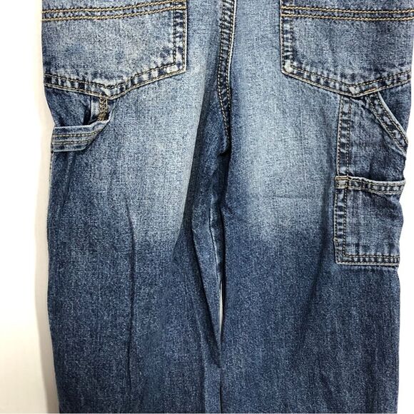 OshKosh B’Gosh Denim Overalls Boys Size 4 Red White Blue Striped Straps USA - Picture 11 of 12